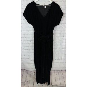 GAP Women’s Black Crushed Velvet Short Sleeve Jumpsuit Holiday Size 12